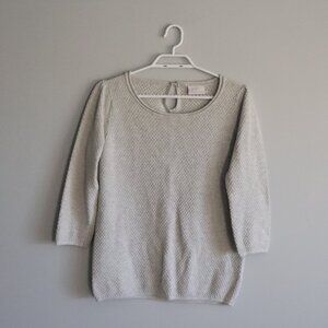 Kaffe Women Grey Sz S Edel Knit Lightweight Crewneck 3/4 Sleeve Pullover Sweater